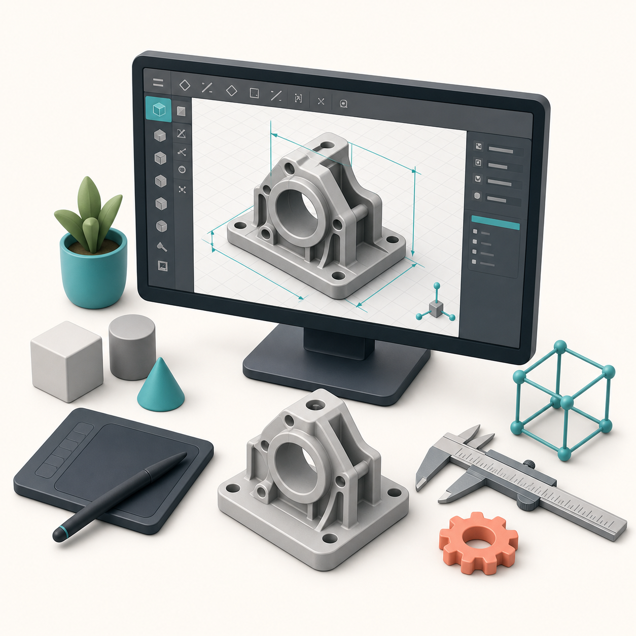CADで3Dデータを作成するイメージ